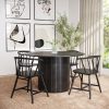 Round Black Dining Table with 4 Black Spindle Dining Chairs - Jarel
