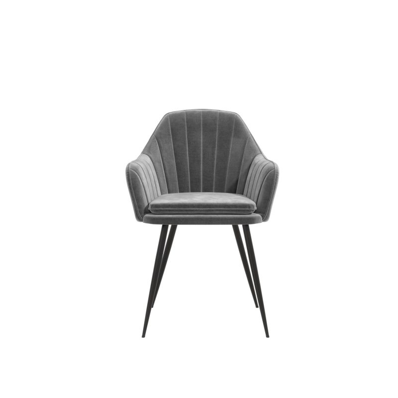 Set of 6 Grey Velvet Tub Dining Chairs - Logan - Image 3