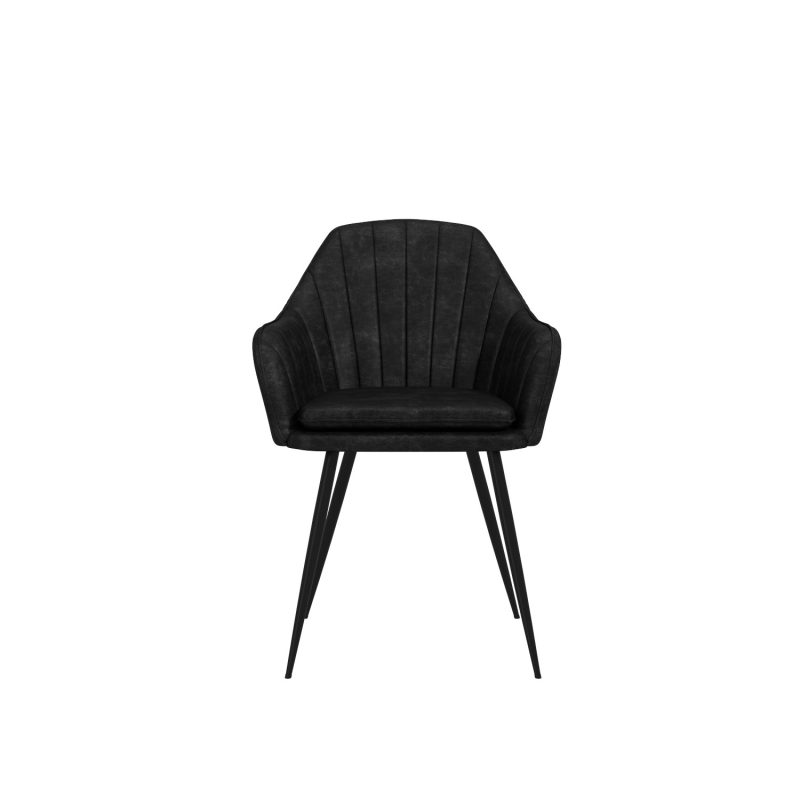 Set of 4 Black Faux Leather Dining Chairs - Logan - Image 3