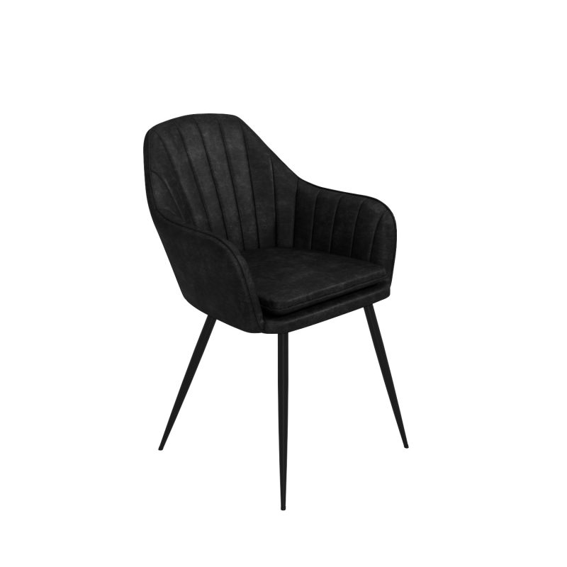 Set of 4 Black Faux Leather Dining Chairs - Logan - Image 4