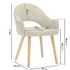 Flip Top Oak Dining Table with 2 Beige Fabric Dining Chairs - New Town - Image 3