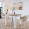 Flip Top Cream and Oak Dining Table with 2 Beige Fabric Dining Chairs - New Town