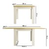 Flip Top Cream and Oak Dining Table with 2 Beige Fabric Dining Chairs - New Town - Image 2