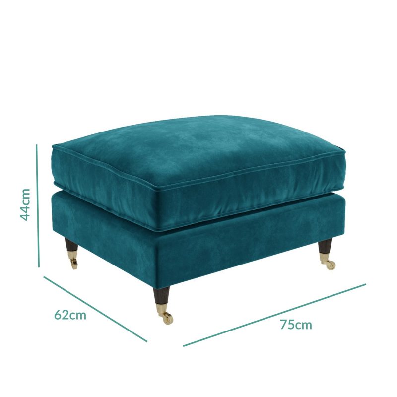 Teal Velvet Armchair and Footstool Set - Payton - Image 5