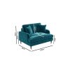 Teal Blue Velvet Loveseat and Footstool Set - Payton - Image 4
