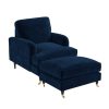 Navy Velvet Armchair and Footstool Set - Payton