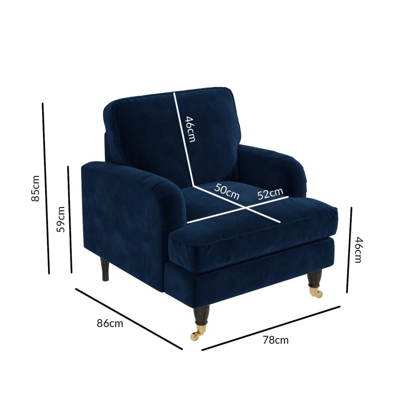 Navy Velvet Armchair and Footstool Set - Payton - Image 4