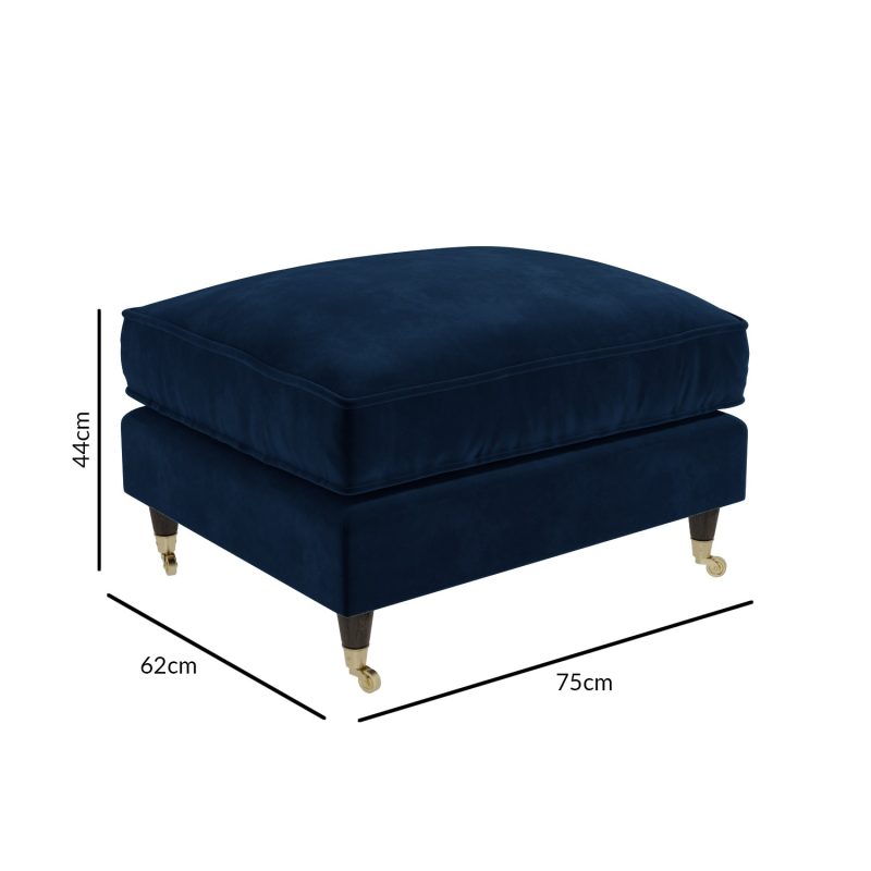 Navy Velvet Armchair and Footstool Set - Payton - Image 5