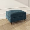Petrol Blue Velvet Loveseat and Footstool Set - Payton - Image 7