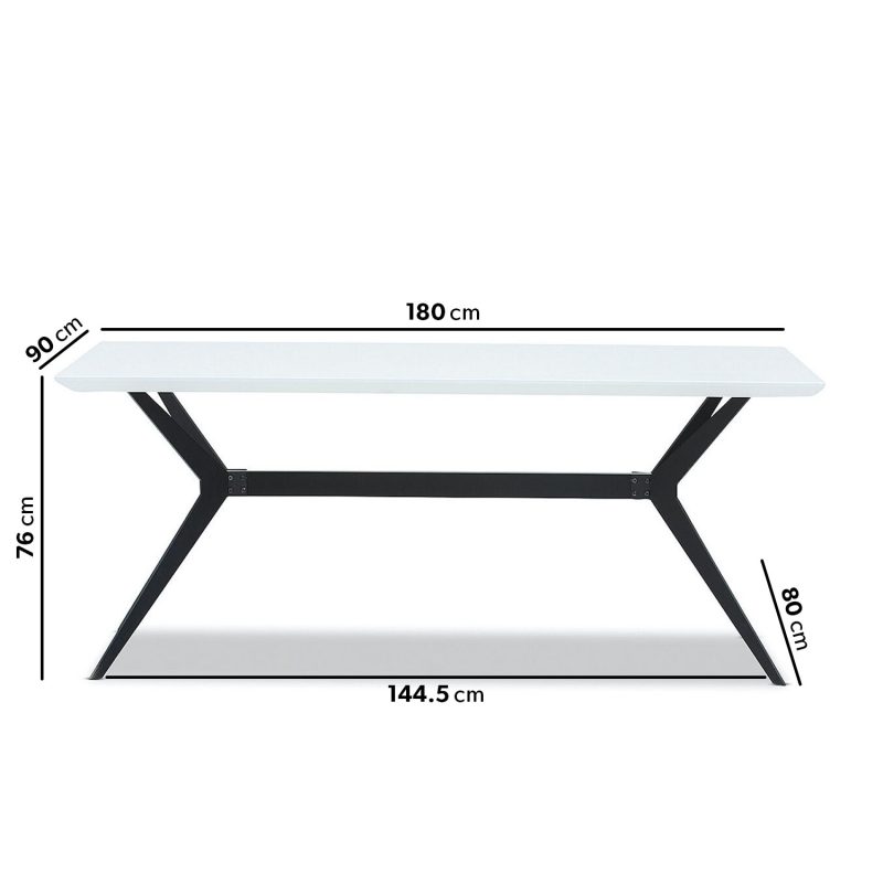 White Gloss Dining Table with 6 Black Velvet Dining Chairs - Rochelle - Image 2