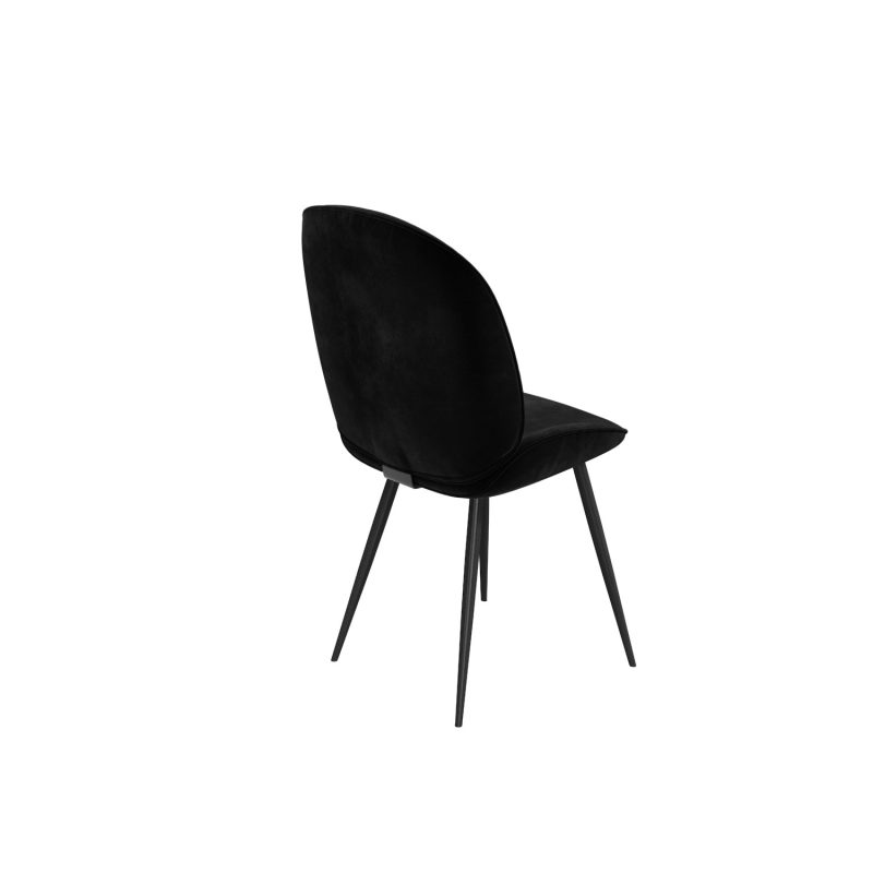White Gloss Dining Table with 6 Black Velvet Dining Chairs - Rochelle - Image 4