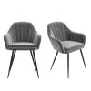 White Gloss Dining Table with 6 Logan Grey Velvet Dining Tub Chairs - Rochelle - Image 3