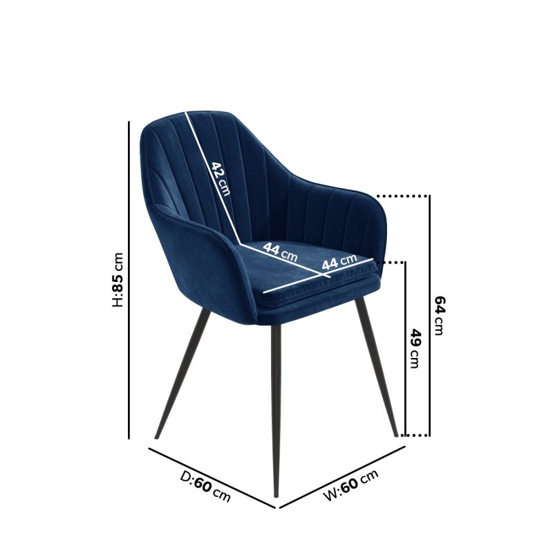 White Gloss Dining Table with 6 Navy Velvet Dining Tub Chairs - Rochelle - Image 3
