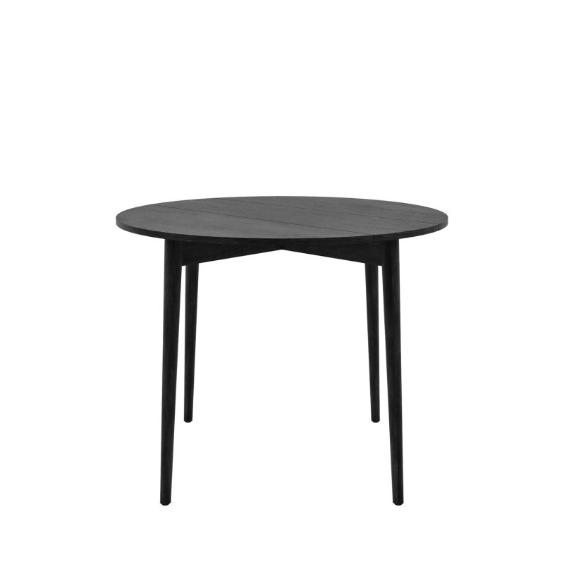 Round Black Folding Drop Leaf Dining Table with 4 Curved Wooden Spindle Dining Chairs - Rudy - Image 4