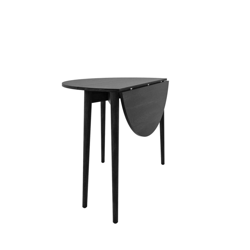Round Black Folding Drop Leaf Dining Table with 4 Curved Wooden Spindle Dining Chairs - Rudy - Image 5