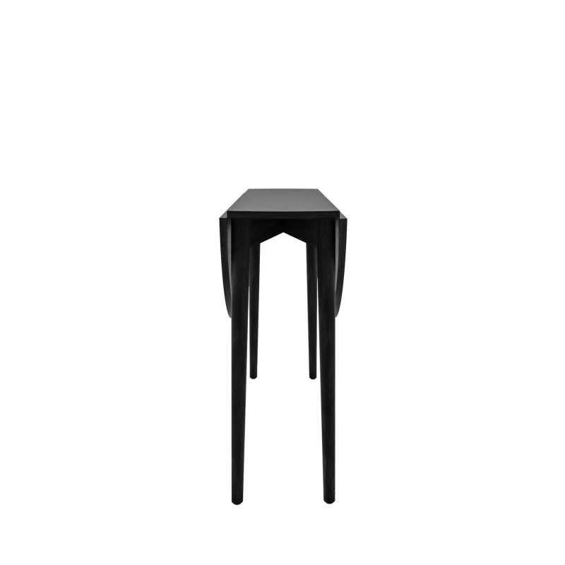 Round Black Folding Drop Leaf Dining Table with 4 Curved Wooden Spindle Dining Chairs - Rudy - Image 6