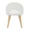 Round Oak Drop Leaf Dining Table with 2 Cream Recycled Fabric Dining Chairs - Rudy - Image 5
