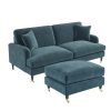Petrol Blue Velvet 3 Seater Sofa and Footstool Set - Payton