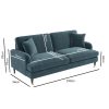 Petrol Blue Velvet 3 Seater Sofa and Footstool Set - Payton - Image 3