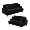 Black Velvet 3 Seater & 2 Seater Sofa Set - Payton