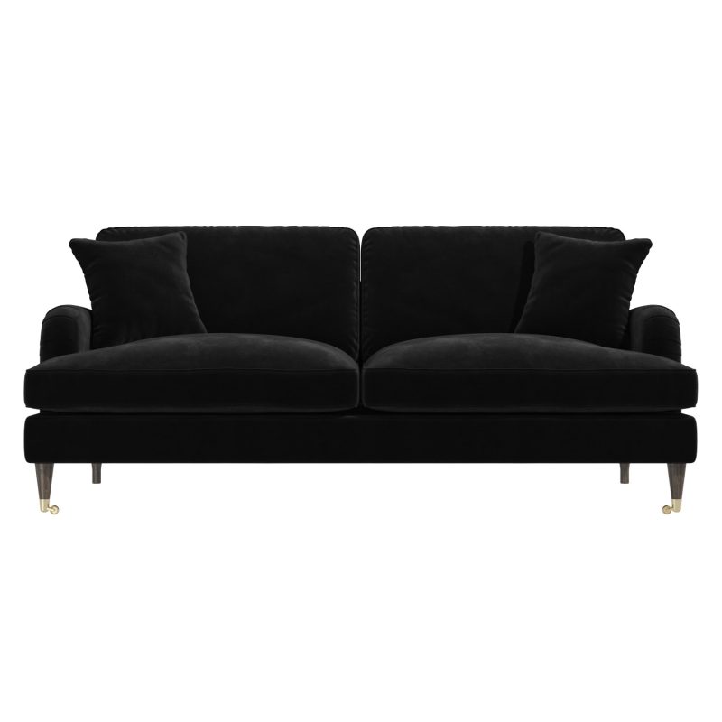 Black Velvet 3 Seater & 2 Seater Sofa Set - Payton - Image 2