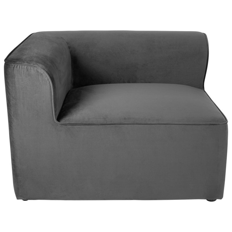 4 Seater Right Hand Facing Corner Modular Sofa in Grey Velvet - Hendrix - Image 2