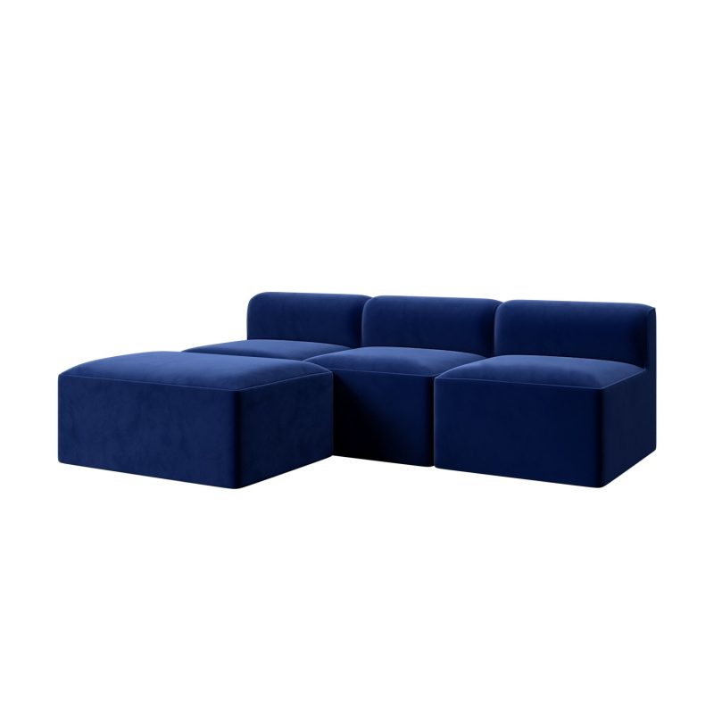 Navy Blue Velvet 3 Seater Modular Sofa - Hendrix - Image 3