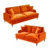 Orange Velvet 3 Seater and 2 Seater Sofa Set - Payton