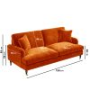 Orange Velvet 3 Seater and 2 Seater Sofa Set - Payton - Image 4