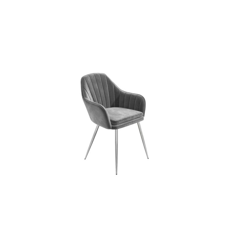 White High Gloss Flip Top Dining Set with 2 Grey Velvet Dining Chairs - Vivienne - Image 5