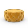 Small Round Mustard Velvet Ottoman Pouffe - Clio - Image 4