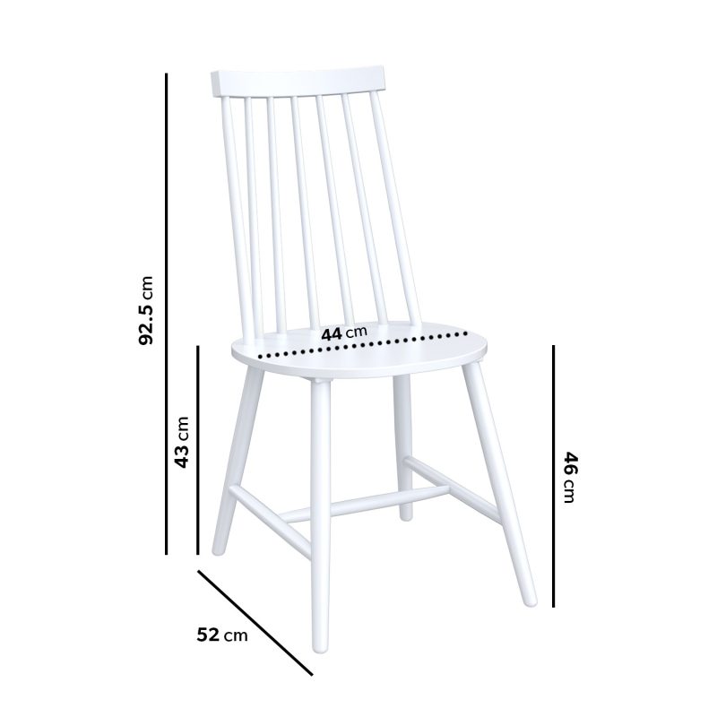 Set of 2 White Wooden Spindle Dining Chairs - Cami - Image 2