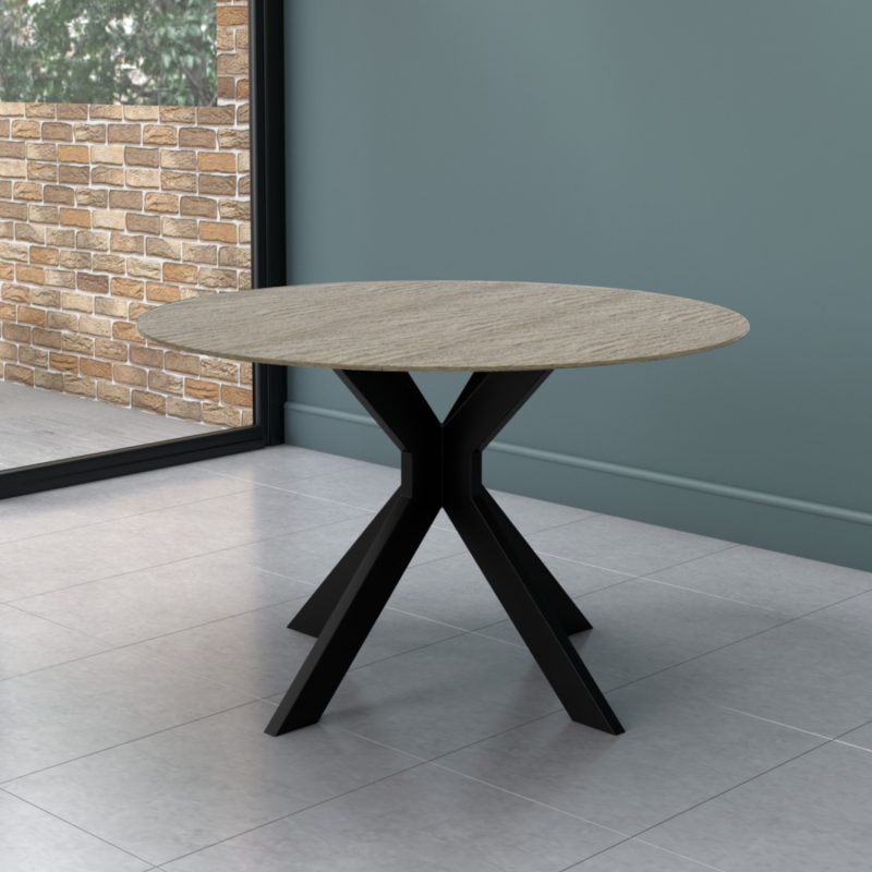 Round Grey Drop Leaf Dining Table - Seats 4 - Carson