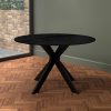 Black Round Wooden Foldable Dining Table - Seats 4 - Carson - Image 3