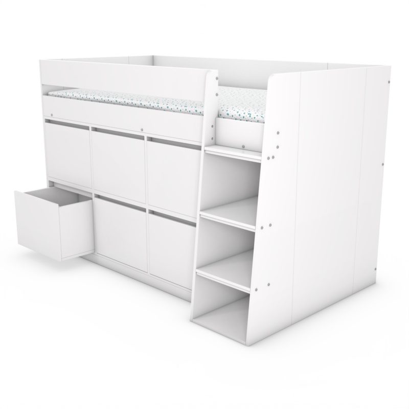 White Mid Sleeper Bed with Storage Drawers - Finley - Image 4