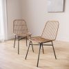 Set of 2 Brown Rattan Dining Chairs - Fion