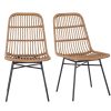 Set of 2 Brown Rattan Dining Chairs - Fion - Image 2