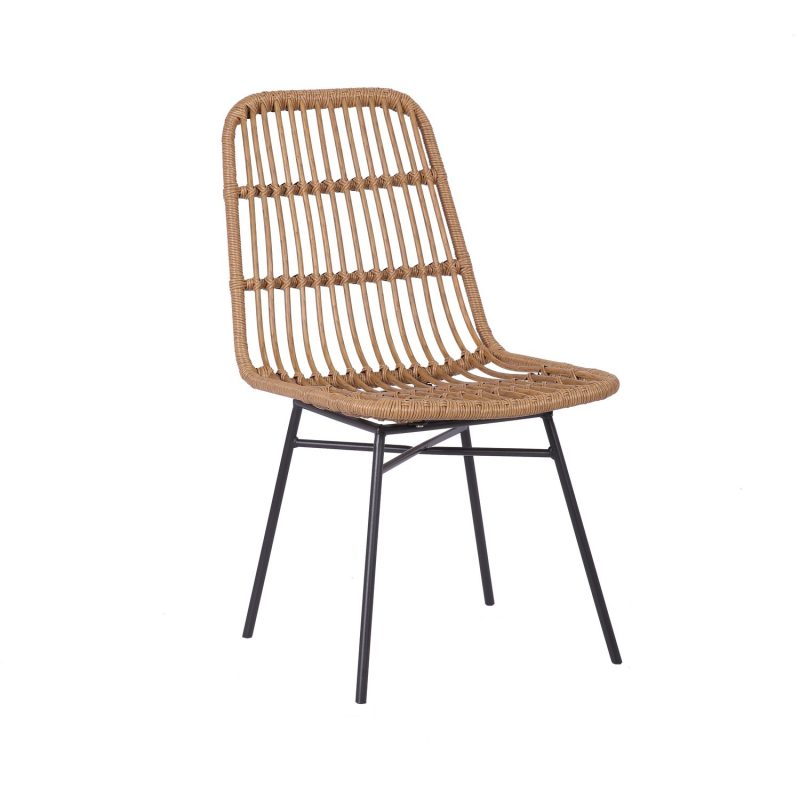 Set of 2 Brown Rattan Dining Chairs - Fion - Image 4