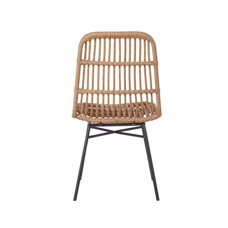 Set of 2 Brown Rattan Dining Chairs - Fion - Image 5