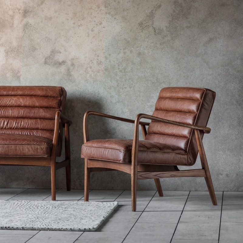 Brown & Wood Frame Caspian Armchair - Caspian House