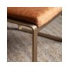 Tan Leather Footstool with Gold Legs - Fabien - Image 2