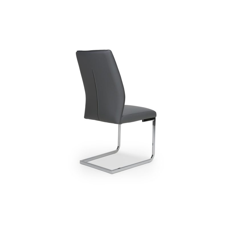 Set of 2 Grey Faux Leather Cantilever Dining Chairs - Hilton - Image 4