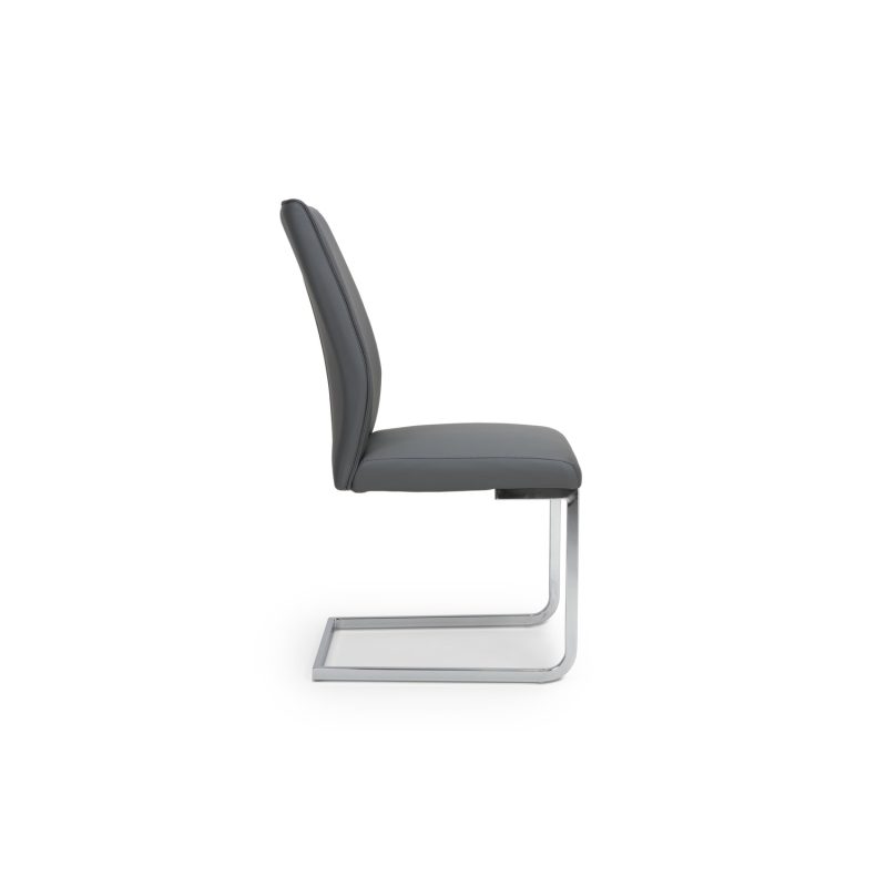 Set of 2 Grey Faux Leather Cantilever Dining Chairs - Hilton - Image 5
