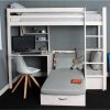 High Sleeper Loft Bed with Desk and Futon in White - Thuka - Kids Avenue - Image 3