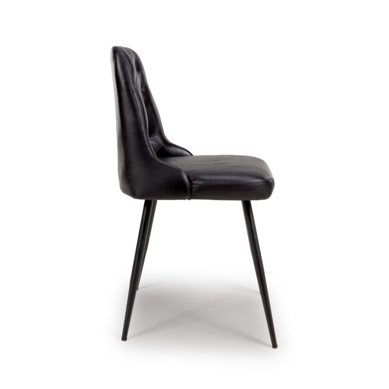 Set of 2 Leather Black Dining Chair with Quilted back- Jaxson - Image 5