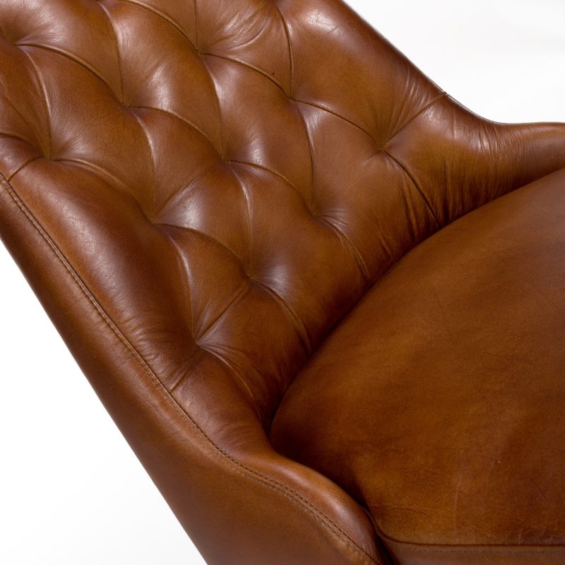 Set Of 2 Leather Tan Dining Chair with Quilted back- Jaxson - Image 4