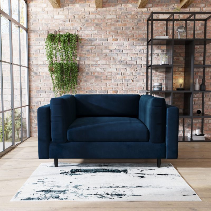 Navy Velvet Loveseat in a Box - Frankie