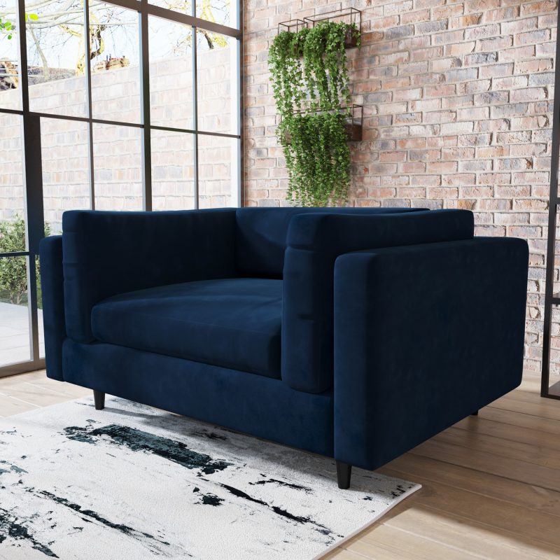 Navy Velvet Loveseat in a Box - Frankie - Image 2
