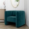 Teal Blue Velvet Square Tub Chair - Fawn