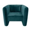 Teal Blue Velvet Square Tub Chair - Fawn - Image 3